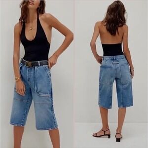 We The Free Havasu Slouchy Low Rise Baggy Utility Denim Shorts Size 27